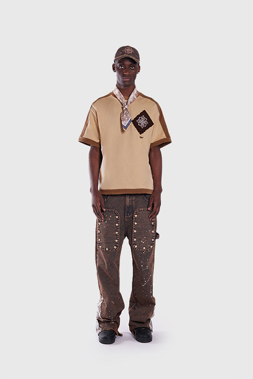 The Hideout Clothing - Tapestry Pattern Flared Denim Jeans