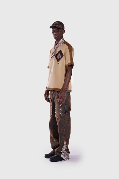The Hideout Clothing - Tapestry Pattern Flared Denim Jeans